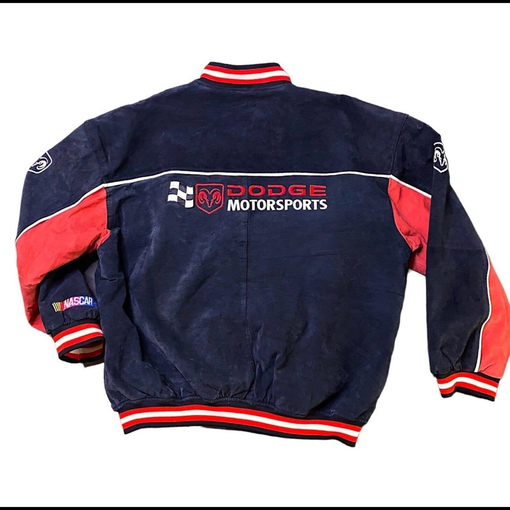 COPY - NASCAR Racing Jacket - Unisex Suede Moto Dodge Coat - Picture 2 of 12